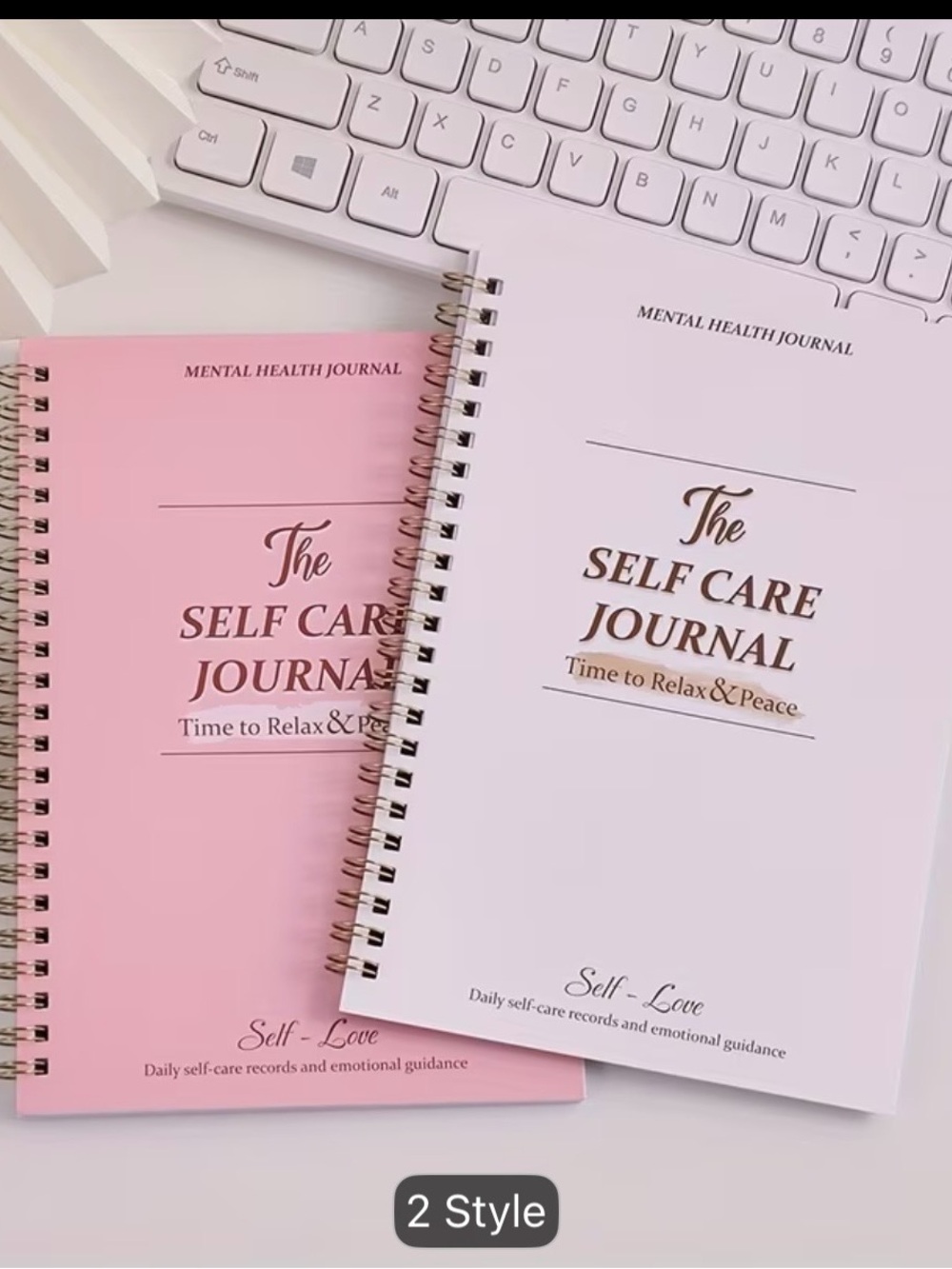 The Self Care Journal - Pink & White Spiral Notebooks